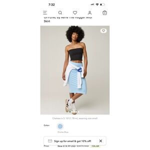 OFFLINE by Aerie The Hugger Midi Skirt Divine Blue Heathered High Waisted Medium